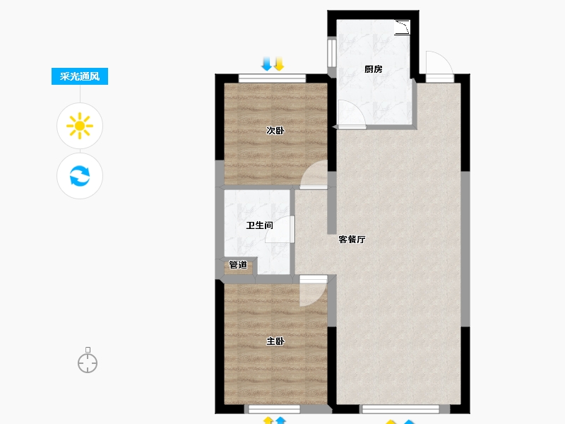 辽宁省-沈阳市-保利中粮堂悦柳林一街71-2号（2号楼）85m²-62.33-户型库-采光通风