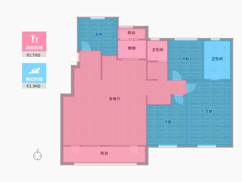 辽宁省-沈阳市-中粮花熙祥云148m²-132.28-户型库-动静分区