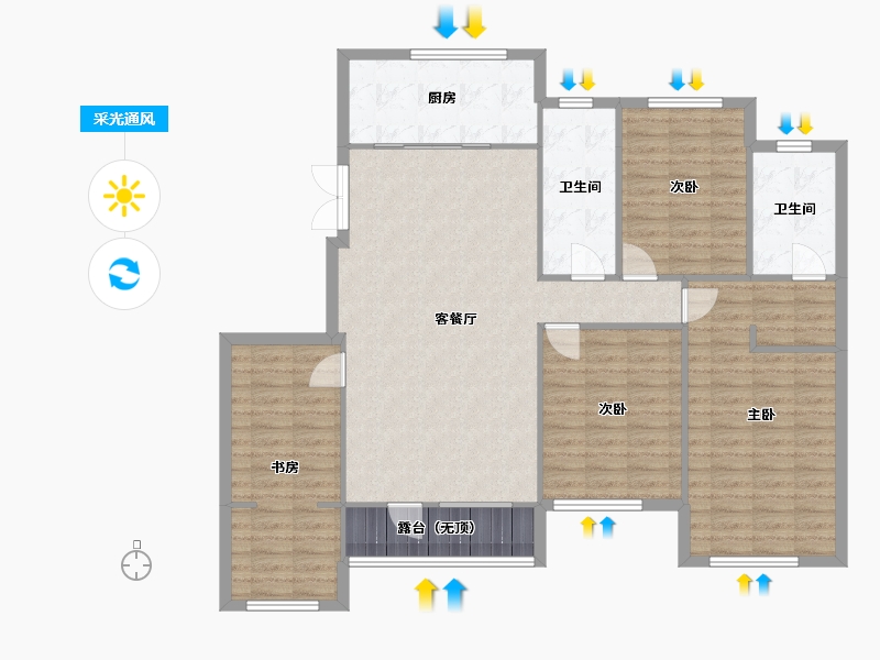 辽宁省-沈阳市-富海澜湾半岛长白南路（A4,A11,A6)号楼152m²-124.37-户型库-采光通风