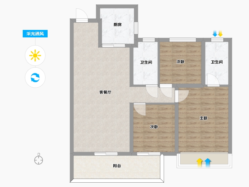 湖南省-长沙市-金茂建发泊悦建面115m²-92.00-户型库-采光通风