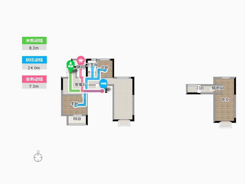 湖南省-长沙市-金辉优步花园12号楼,13栋高层建面114m²-101.77-户型库-动静线