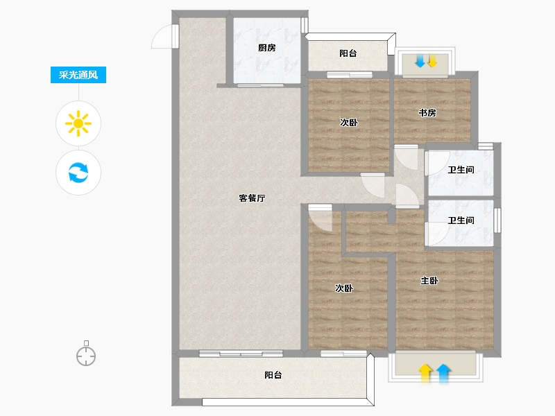 湖南省-长沙市-金茂建发泊悦建面143m²-114.40-户型库-采光通风