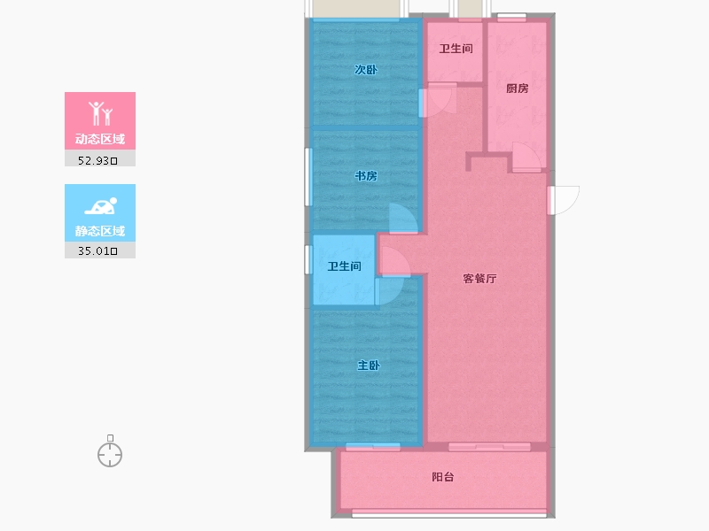 湖南省-长沙市-金侨风华府3号楼,5号楼,6号楼建面106m²-78.85-户型库-动静分区