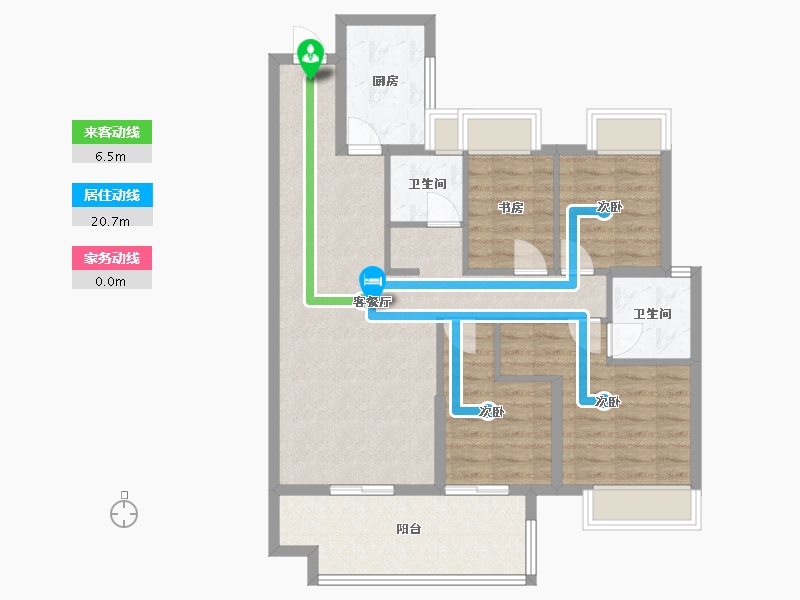 湖南省-长沙市-金侨风华府建面119m²-89.67-户型库-动静线