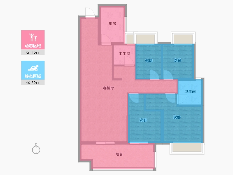 湖南省-长沙市-金侨风华府建面119m²-89.67-户型库-动静分区