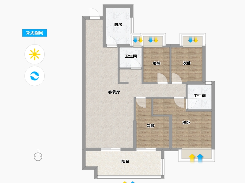 湖南省-长沙市-金侨风华府建面119m²-89.67-户型库-采光通风