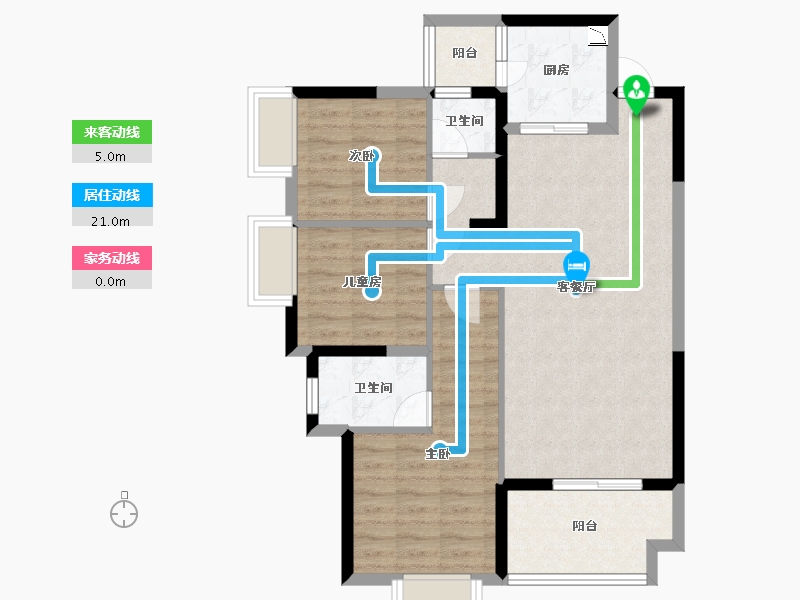 湖南省-长沙市-奥园•誉景华府1栋,2栋建面108m²-82.95-户型库-动静线