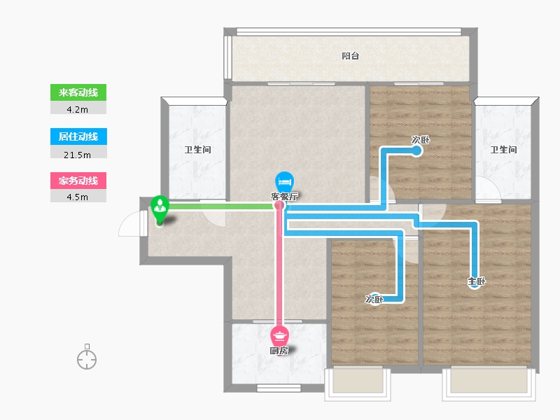 湖南省-长沙市-奥园•誉景华府1栋,2栋建面118m²-94.30-户型库-动静线