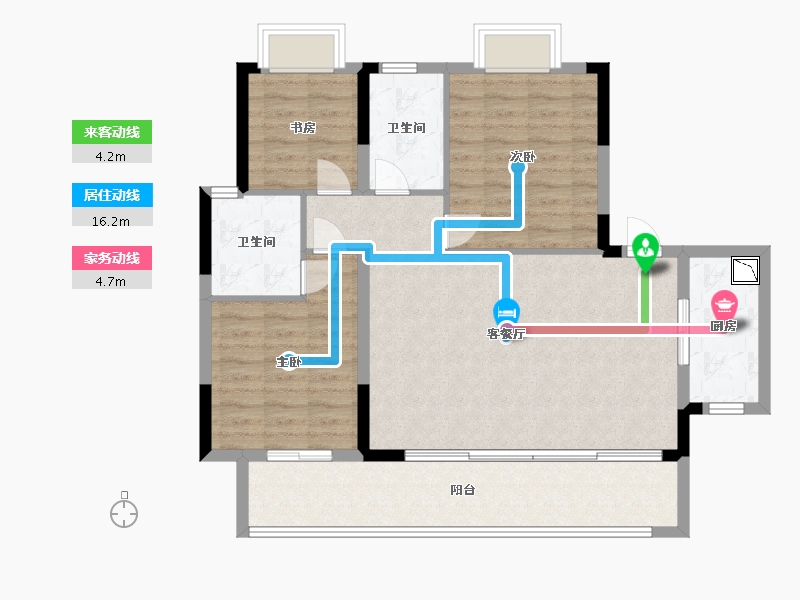 湖南省-长沙市-保利恒伟时光印象B13栋建面115m²-92.00-户型库-动静线