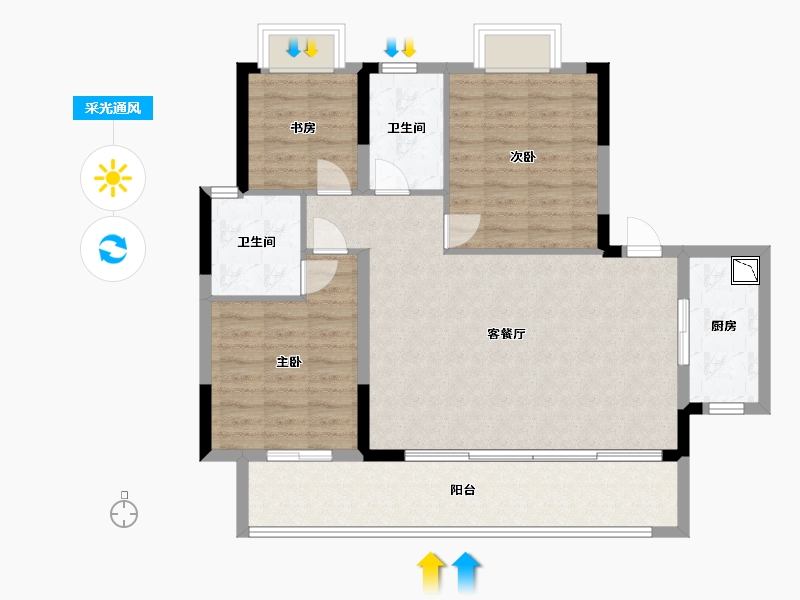 湖南省-长沙市-保利恒伟时光印象B13栋建面115m²-92.00-户型库-采光通风