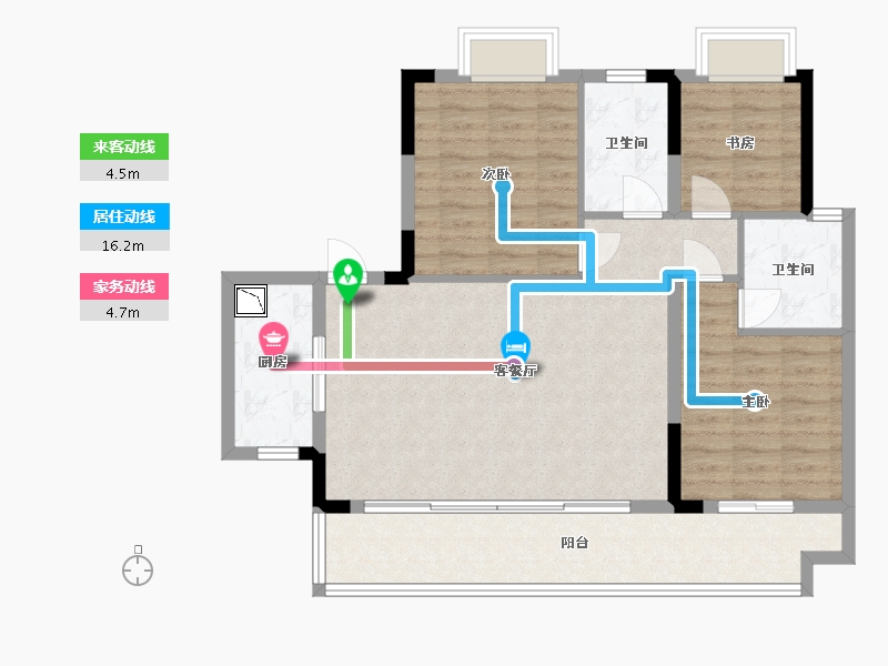 湖南省-长沙市-保利恒伟时光印象B13栋,B8栋建面116m²-92.79-户型库-动静线