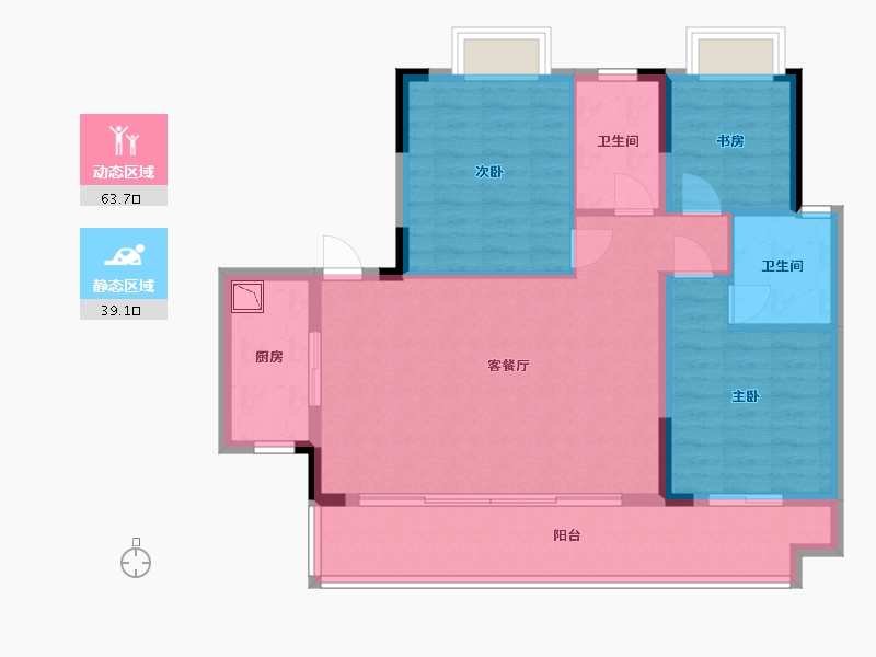 湖南省-长沙市-保利恒伟时光印象B13栋,B8栋建面116m²-92.79-户型库-动静分区