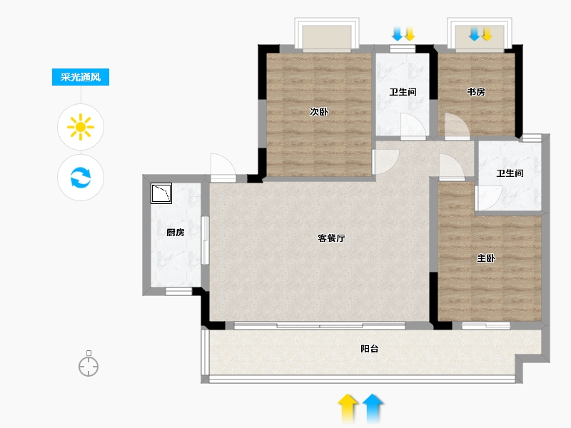 湖南省-长沙市-保利恒伟时光印象B13栋,B8栋建面116m²-92.79-户型库-采光通风