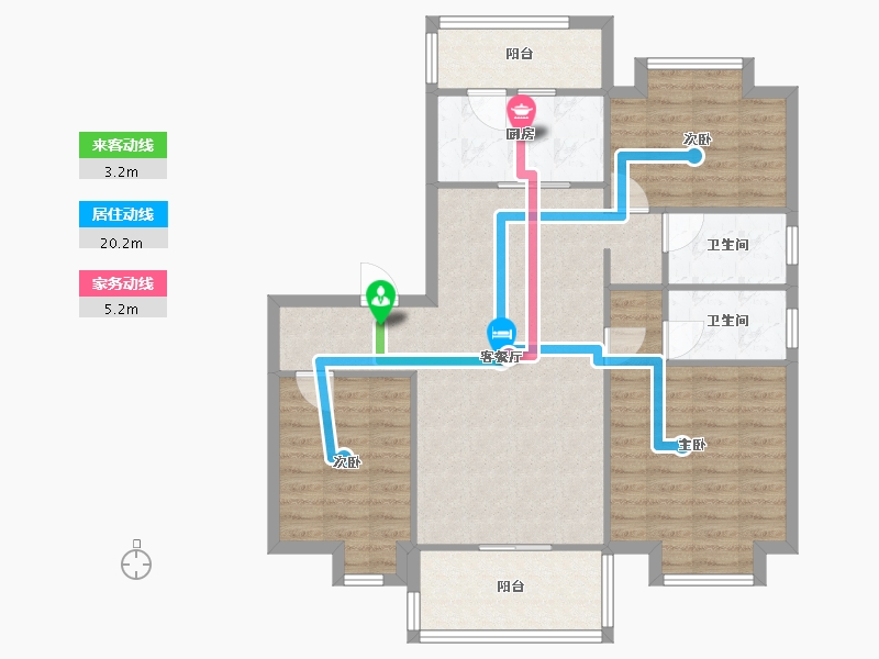 湖南省-长沙市-碧桂园荟隽棠27号楼,5号楼建面119m²-93.62-户型库-动静线