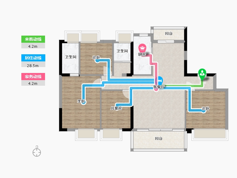 湖南省-长沙市-碧桂园荟隽棠建面144m²-107.65-户型库-动静线