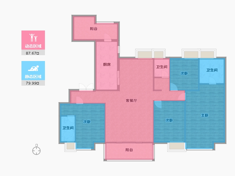 湖南省-长沙市-碧桂园荟隽棠18号楼,8号楼,10号楼建面87m²-153.74-户型库-动静分区