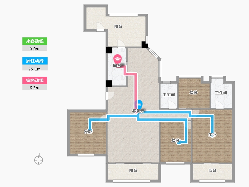 湖南省-长沙市-达美溪湖湾A区2号栋,A区3号栋建面210m²-164.00-户型库-动静线