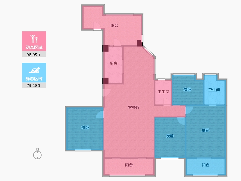 湖南省-长沙市-达美溪湖湾A区2号栋,A区3号栋建面210m²-164.00-户型库-动静分区