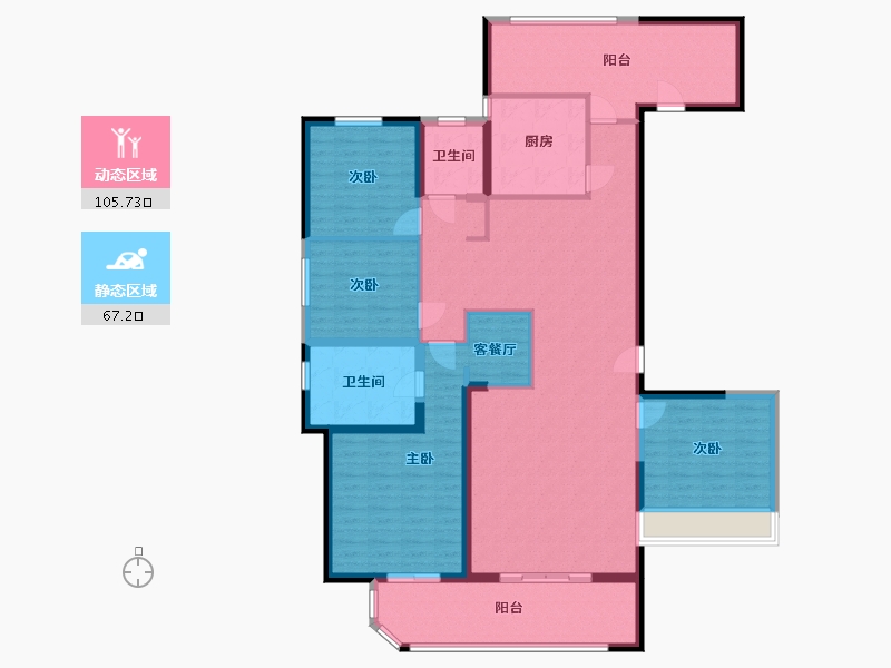 湖南省-长沙市-达美溪湖湾A区2号栋建面194m²-156.68-户型库-动静分区