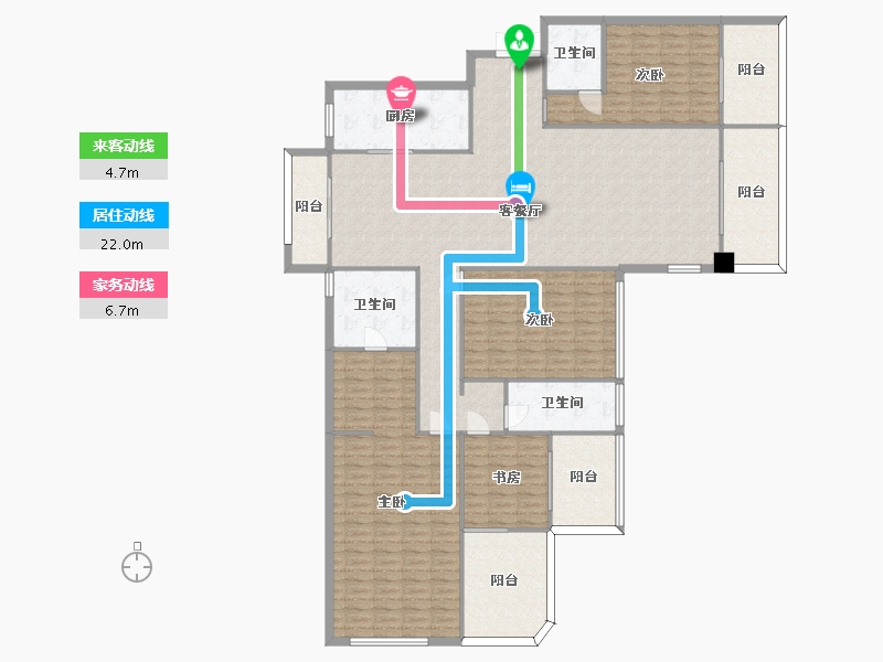 湖南省-长沙市-恩瑞御西湖13号楼,14号楼建面271m²-214.14-户型库-动静线