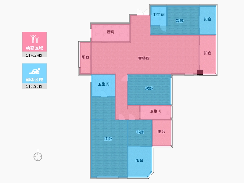 湖南省-长沙市-恩瑞御西湖13号楼,14号楼建面271m²-214.14-户型库-动静分区