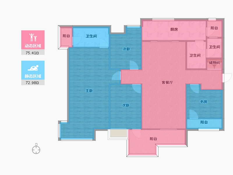 湖南省-长沙市-保利城建面170m²-136.00-户型库-动静分区