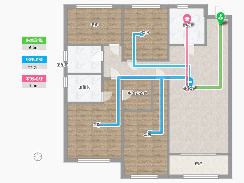 湖南省-长沙市-建发央著6号楼,8号楼建面123m²-98.40-户型库-动静线