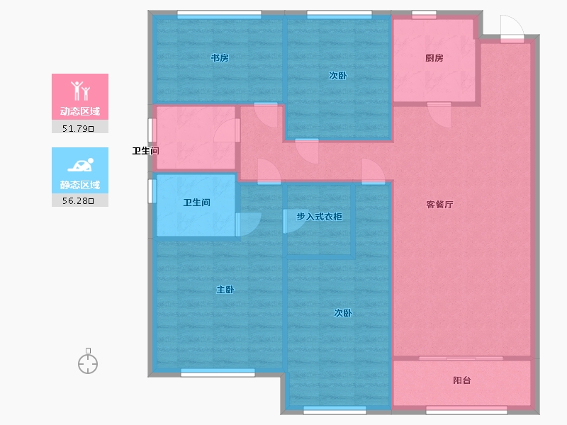 湖南省-长沙市-建发央著6号楼,8号楼建面123m²-98.40-户型库-动静分区