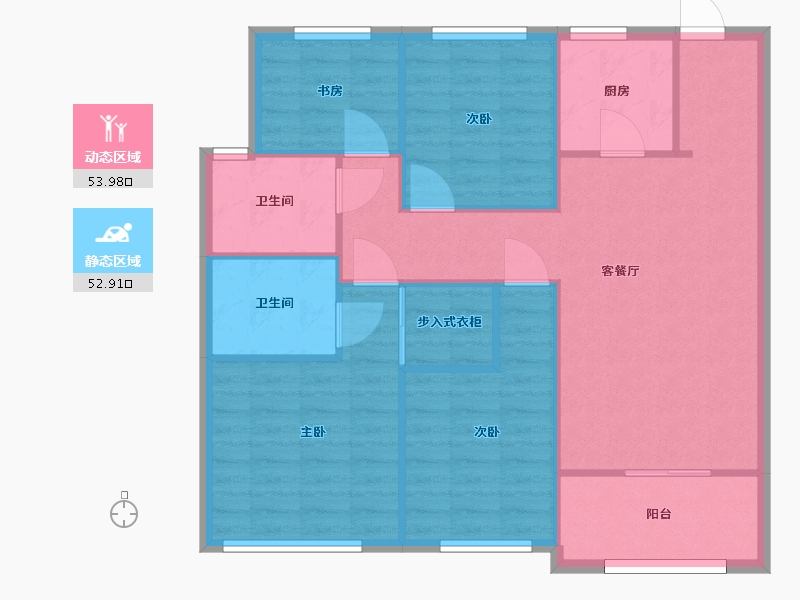 湖南省-长沙市-建发央著7号楼,9号楼建面122m²-97.60-户型库-动静分区