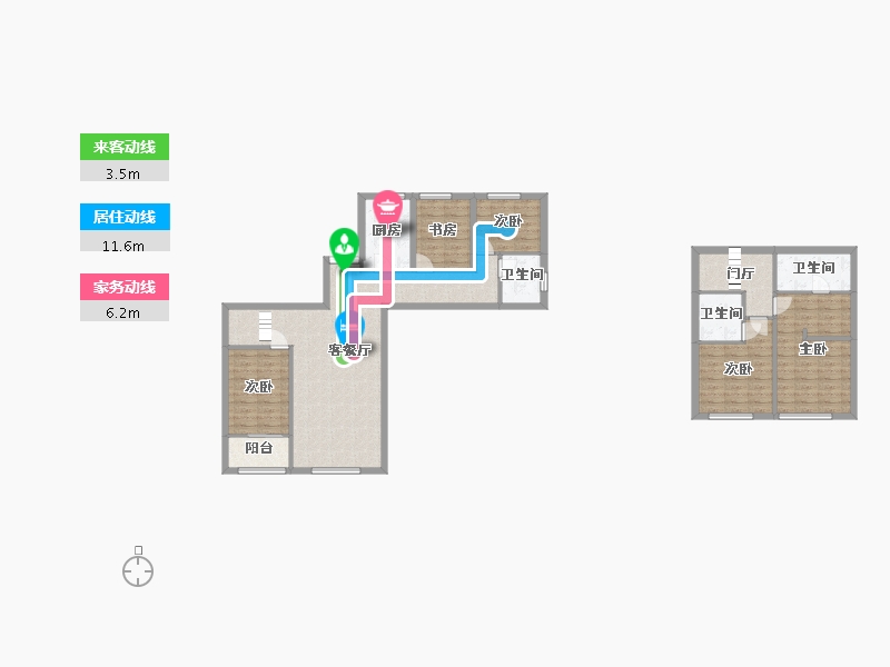 湖南省-长沙市-建发央著7号楼,9号楼,12号楼建面141m²-112.80-户型库-动静线