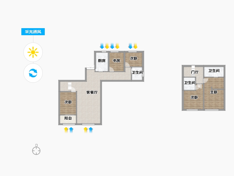 湖南省-长沙市-建发央著7号楼,9号楼,12号楼建面141m²-112.80-户型库-采光通风