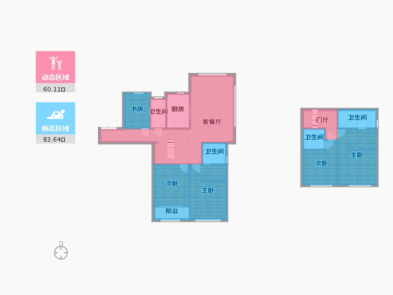 湖南省-长沙市-建发央著8号楼建面162m²-129.60-户型库-动静分区