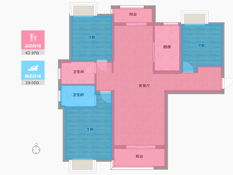 湖南省-长沙市-金地中交麓谷香颂3号楼建面122m²-90.97-户型库-动静分区