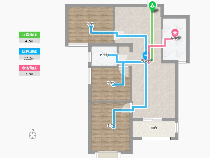 湖南省-长沙市-金地中交麓谷香颂3号楼,1号楼建面96m²-71.83-户型库-动静线