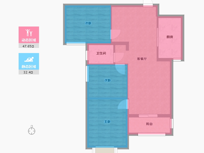 湖南省-长沙市-金地中交麓谷香颂3号楼,1号楼建面96m²-71.83-户型库-动静分区