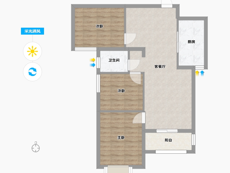 湖南省-长沙市-金地中交麓谷香颂3号楼,1号楼建面96m²-71.83-户型库-采光通风