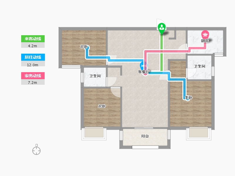 湖南省-长沙市-金地中交麓谷香颂4号楼,5号楼,6号楼,1号楼建面114m²-86.86-户型库-动静线