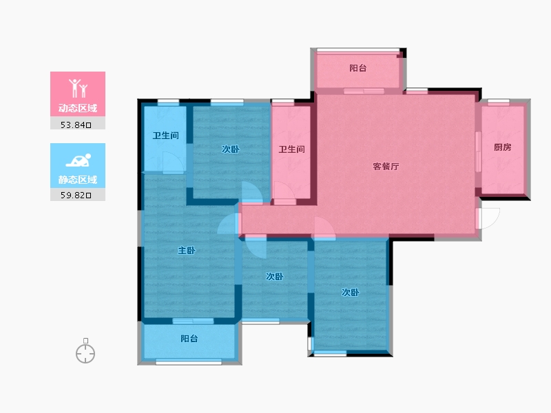 湖南省-长沙市-金恒银杉里2号楼A1建面143m²-100.84-户型库-动静分区