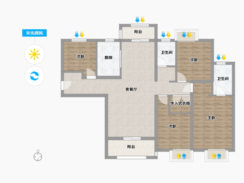 湖南省-长沙市-金地中交麓谷香颂4号楼,5号楼,6号楼建面143m²-107.10-户型库-采光通风