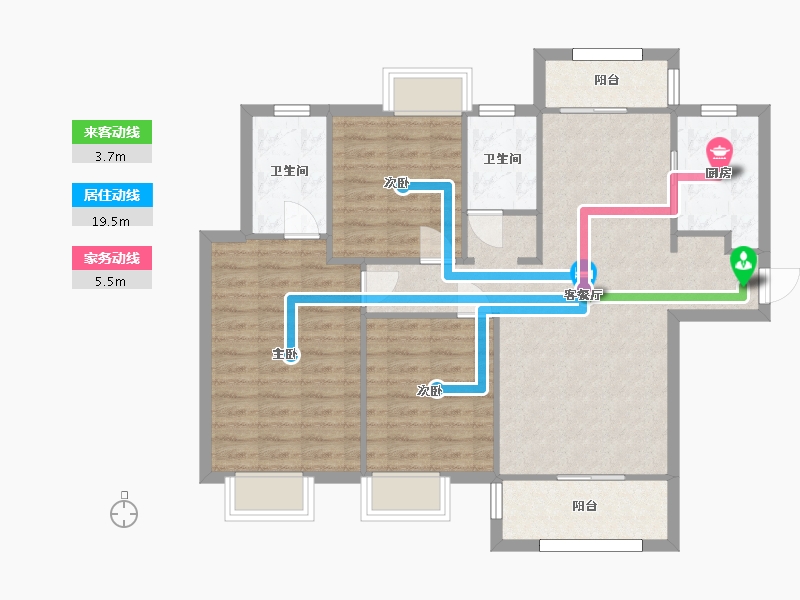 湖南省-长沙市-金地中交麓谷香颂4号楼,6号楼,1号楼建面122m²-92.27-户型库-动静线