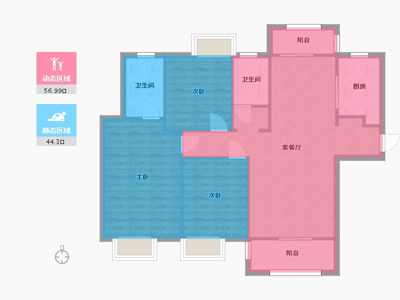 湖南省-长沙市-金地中交麓谷香颂4号楼,6号楼,1号楼建面122m²-92.27-户型库-动静分区