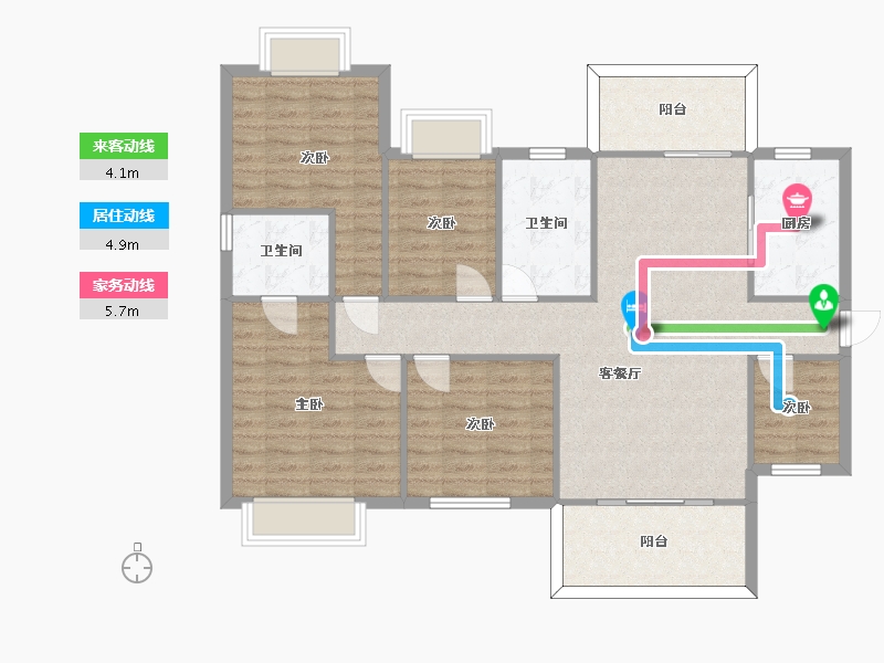 湖南省-长沙市-保利大都汇建面144m²-112.32-户型库-动静线