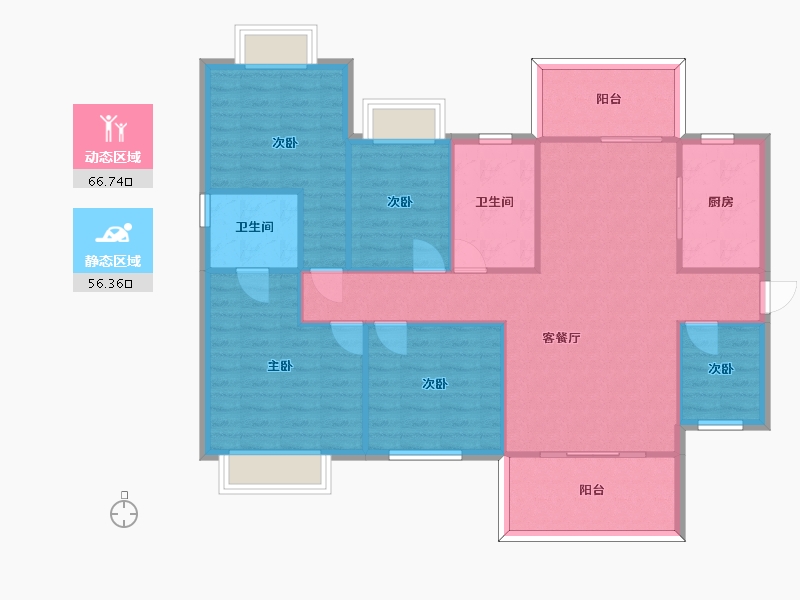 湖南省-长沙市-保利大都汇建面144m²-112.32-户型库-动静分区