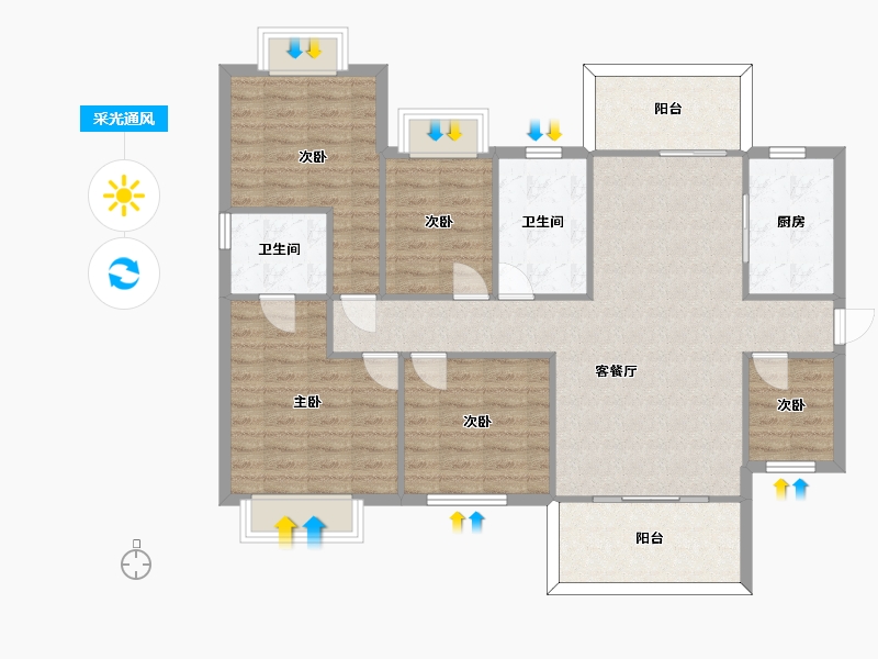 湖南省-长沙市-保利大都汇建面144m²-112.32-户型库-采光通风