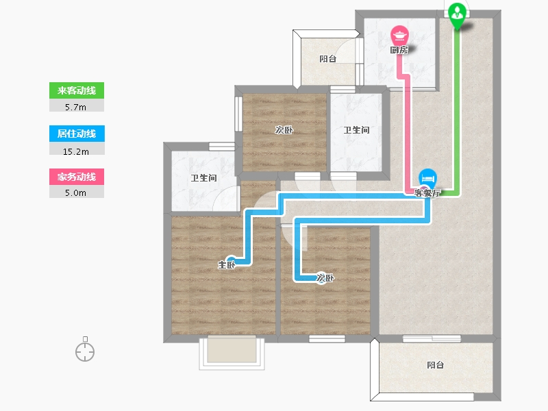 湖南省-长沙市-保利大都汇F6号楼建面112m²-82.61-户型库-动静线