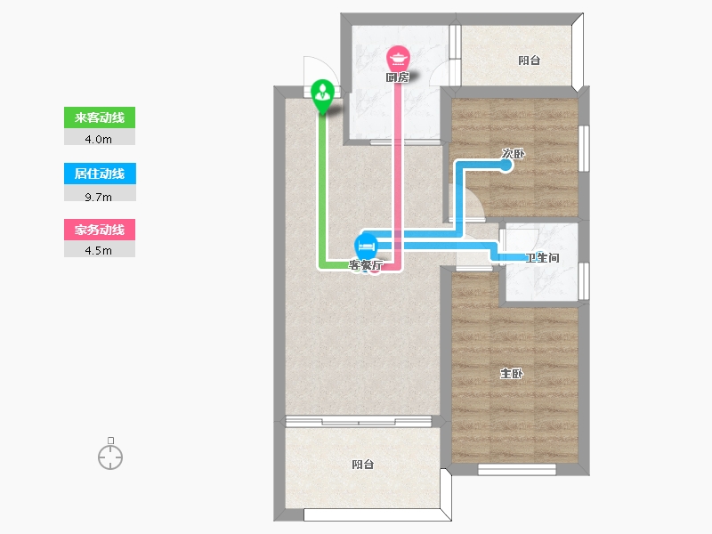 湖南省-长沙市-恒生碧水龙庭建面79m²-57.50-户型库-动静线