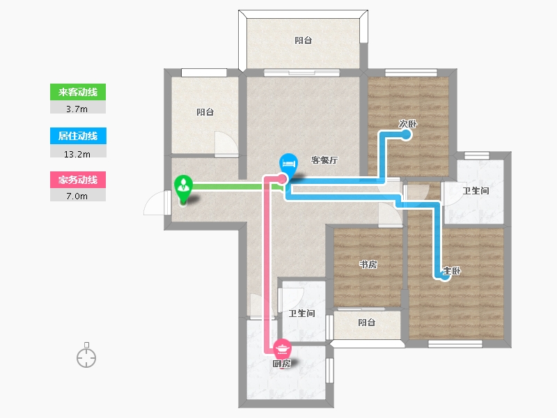 湖南省-长沙市-恒生碧水龙庭建面112m²-82.61-户型库-动静线