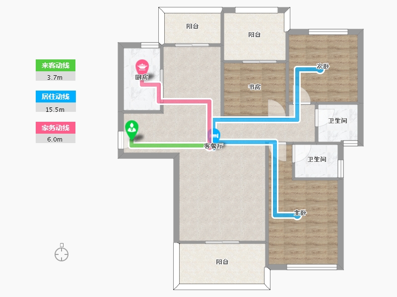 湖南省-长沙市-恒生碧水龙庭建面121m²-93.61-户型库-动静线