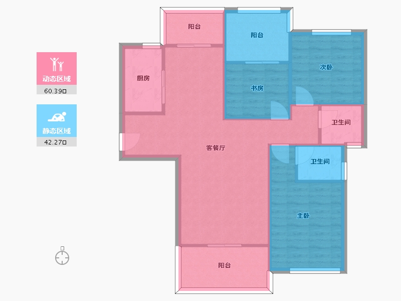 湖南省-长沙市-恒生碧水龙庭建面121m²-93.61-户型库-动静分区