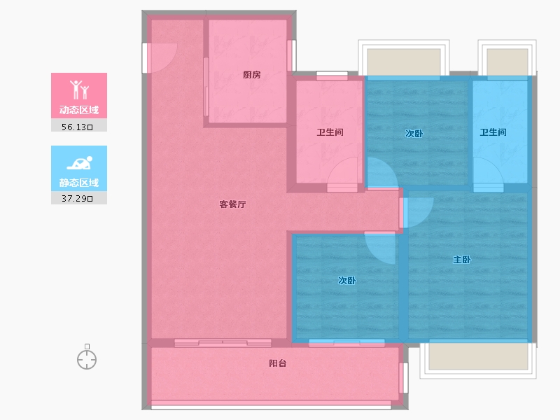 江苏省-南京市-都会澜岸建面105m²-84.00-户型库-动静分区